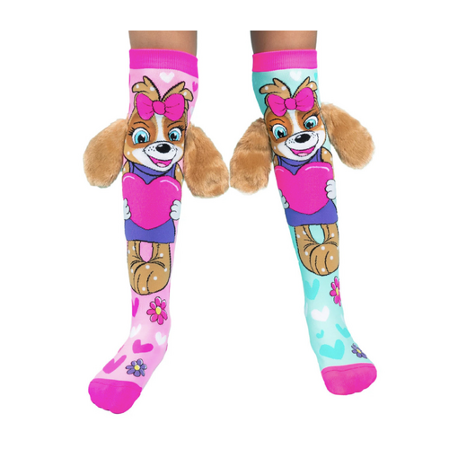 MADMIA Puppy Love Toddler Long Knee High Socks Unisex - Pink - Girls Ages 3-5