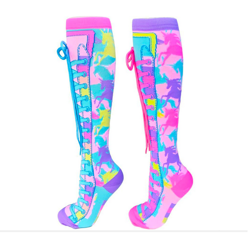 MADMIA Girl’s Rainbow Unicorn Kids & Adults Long Knee High Socks  - Multicolour