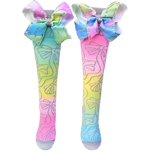 MADMIA Sparkly Bows Socks (Suits Kids & Adults) - Pink/blue/yellow