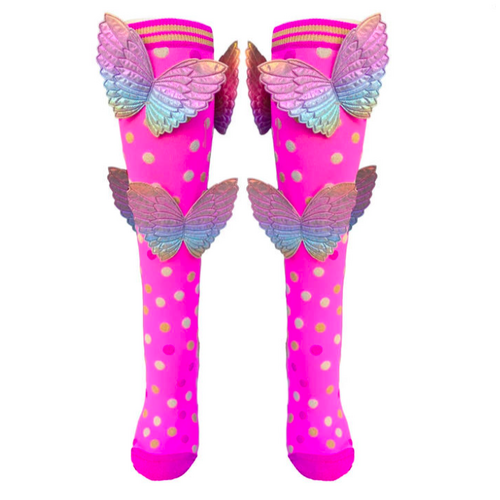 MADMIA Butterfly Toddlers Long Knee High Socks - Girl’s Pair - Colour Pink