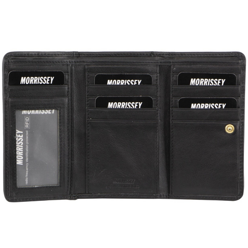 Morrissey RFID Womens Leather Wallet Coin Clutch Purse Organiser - Black