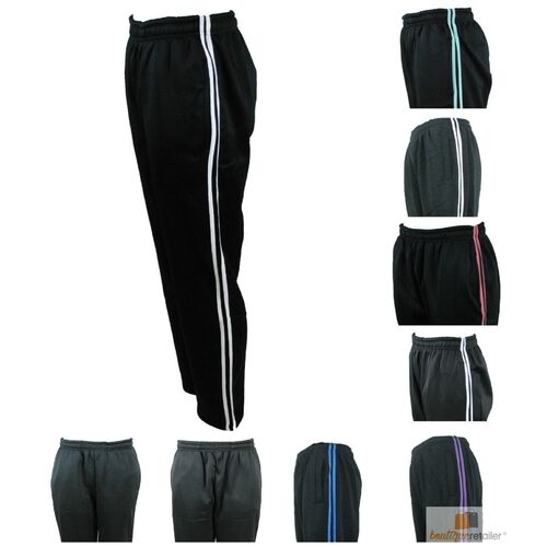 Mens TRACK PANTS Plain Striped Trousers Gym Sport Fleece Sweat Pants Tracksuit