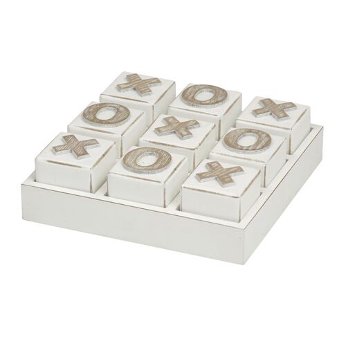 Beachy Wooden Naughts and Crosses Tic Tac Toe Pedagogical Board Game Home Decor