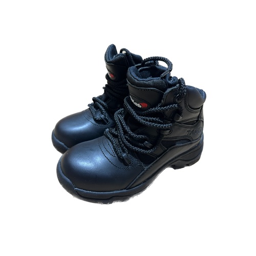 Telas Ankle Cut Leather Combat w Side Zip Boots Shoes E - Black