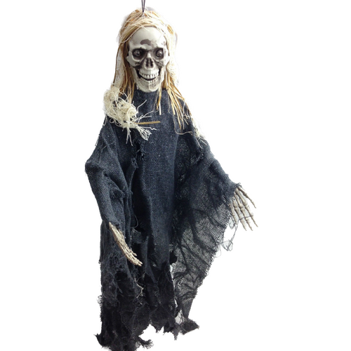 HALLOWEEN Moving Skeleton Skull Creepy Sound Activated Hanging Prop Scary Witch