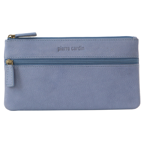 Pierre Cardin Ladies Women Genuine Soft Leather Italian Wallet Case - Blue