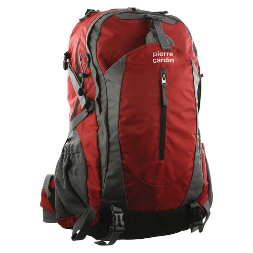 Pierre Cardin RFID Backpack Bag Hiking Trekking School Travel Camping Waterproof 57 Litre - Red