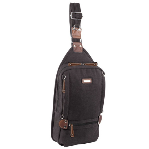 Pierre Cardin Canvas Cross Body Bag Travel Shoulder Sling - Black