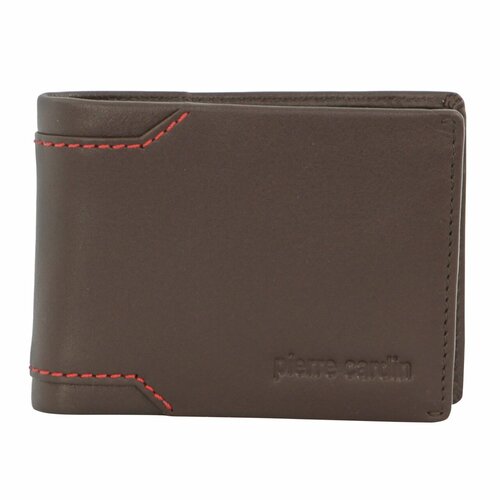 Pierre Cardin Soft Italian Leather Mens Bi-Fold Wallet with Central Flap - Brown
