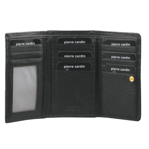Pierre Cardin Womens Soft Italian Leather RFID Purse Wallet Rustic - Black