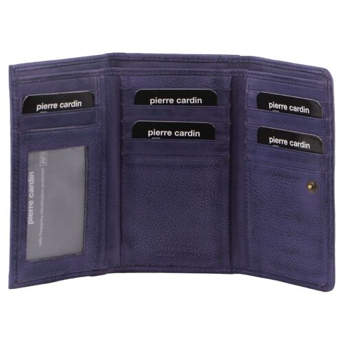 Pierre Cardin Womens Soft Italian Leather RFID Purse Wallet Rustic - Purple