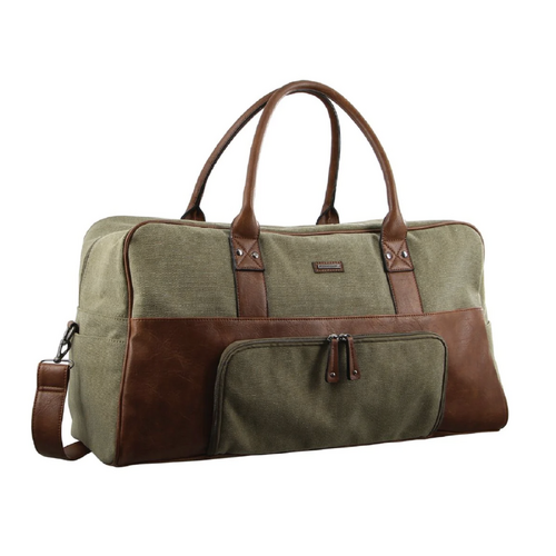 Pierre Cardin Mens Canvas Travel Overnight Bag Business Luggage Duffel Weekend - Brown