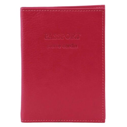 Pierre Cardin Slim Leather Passport Wallet Holder RFID Case Cover - Fuschia 