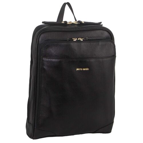 Pierre Cardin Rustic Womens Leather Backpack Bag Handbag Back Pack Travel  - Black
