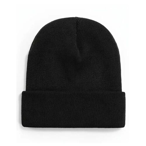 PLAIN BEANIE Unisex Mens Womens Winter Warm Hat Ski Cap Knit One Size - Black