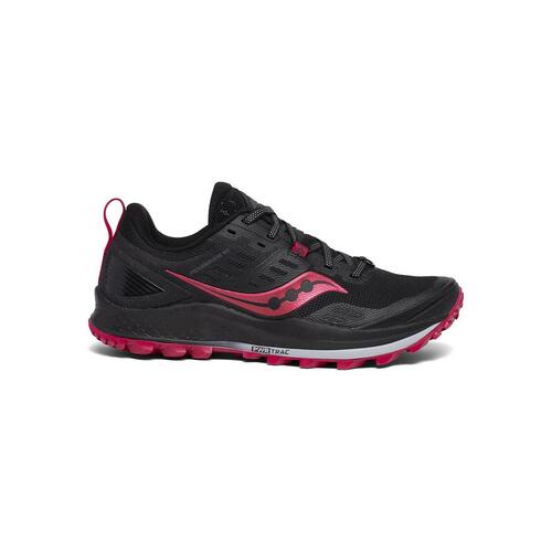 Saucony Peregrine 10 Womens Sneakers Ladies Sports Shoes Runners - Black/Barberry