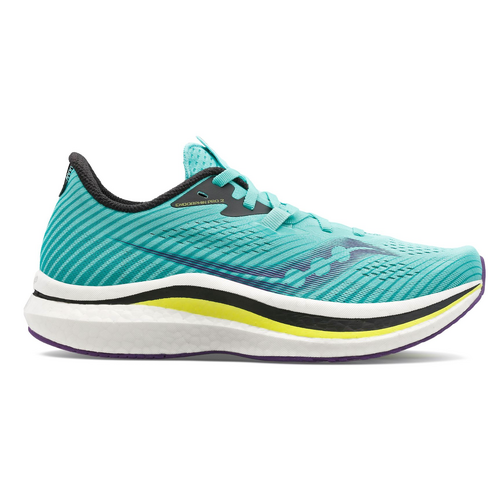 Saucony Womens Endorphin Pro 2 Running Sneakers Racing Shoes - Cool Mint/Acid