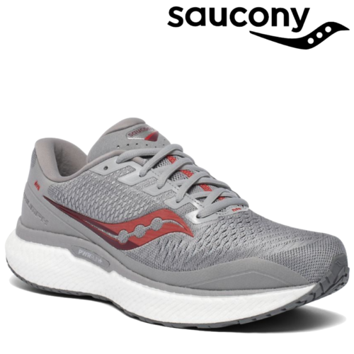 Saucony Mens Sneakers Triumph 18 Running Lace-up Shoes (Alloy/Red) 