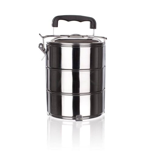 Stackable 3-Tier Stainless Steel Lunch Bento Box Tiffin - 23cm x 15cm
