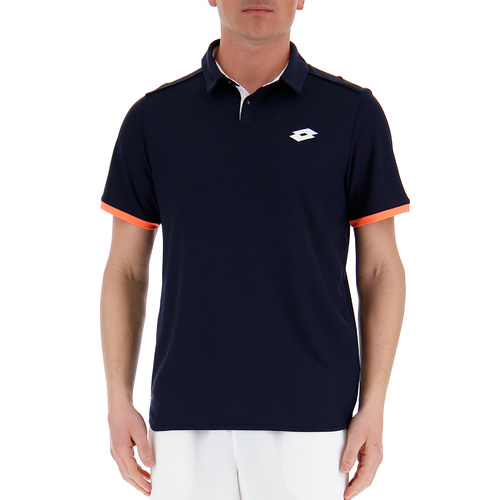 Lotto Mens Aydex IV Polo Tennis Sport Tee Shirt Deep Dry - Navy/Ora