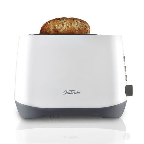 Sunbeam Quantum Plus Toaster 2 Slice Slot Reheat Bread Bagels Crum Tray - White