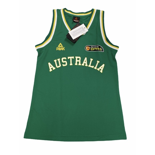 Peak Womens Australia Opals Replica Basketball Singlet Top - Green/Gold