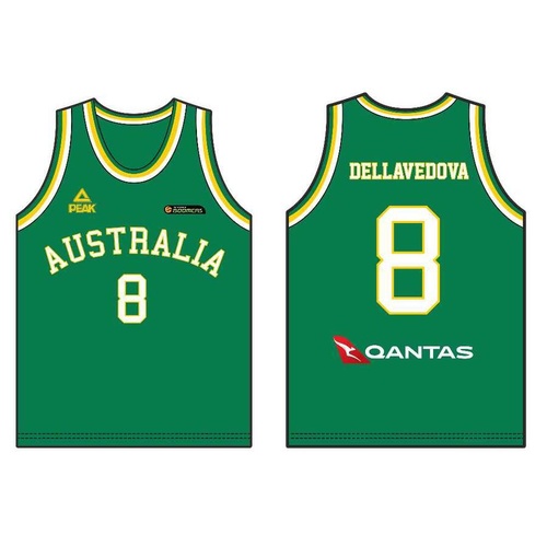 Peak Mens Australia Boomers Replica Basketball Singlet Top - Green/Gold