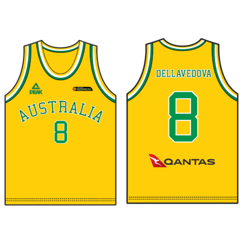 Peak Mens Australia Boomers Basketball Set Singlet + Shorts Sports  - Gold/Green