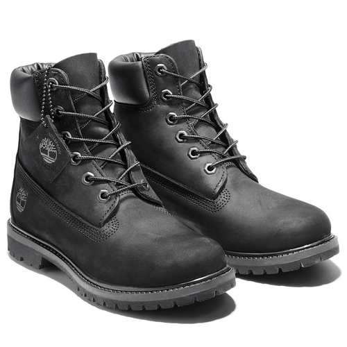 Timberland Womens Premium 6" Waterproof Leather Boots Classic Ladies - Black Nubuck