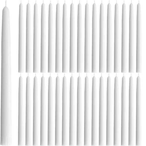 192x Premium Church Taper Candle Pillar Candles White Unscented Lead Free 6Hrs - 25cm (10")