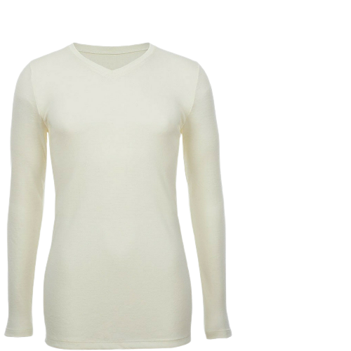 Mens 100% Pure Merino Wool V-Neck Long Sleeve Top T Shirt Thermal Underwear