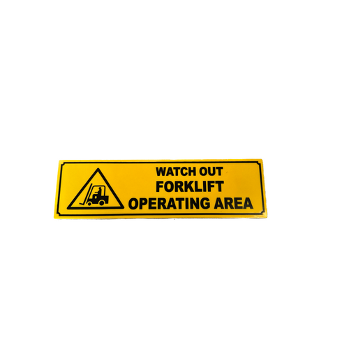 Adhesive Forklift Operating Area Safety Sign OH&S Caution 33x9.5cm - Stick On