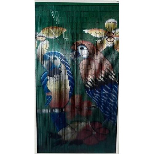 Deluxe Handmade Bamboo Door Curtain Room Divider (90cm x 200cm) - Parrots/Birds