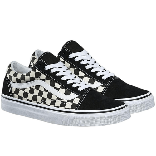 Vans Mens Old Skool Canvas Casual Sneakers Shoes - Primary Check Black/White