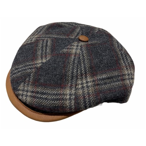 Herman Mens Boxer Made In Italy Flat Cap Ivy Pure Wool - Patchwork