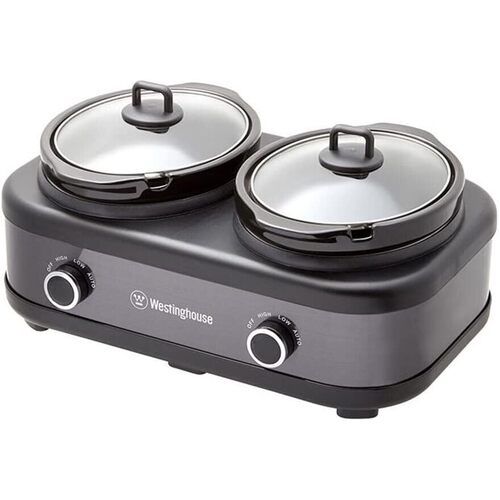 Westinghouse 2 Pot Slow Cooker - Black/Stainless Steel WHSC06KS  