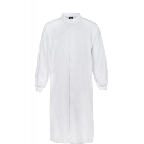 WorkCraft Long Sleeve Dust Coat w Cuff Full Length w Mandarin Collar - White