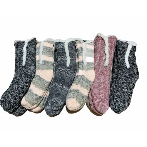 1 Pair Ladies Thick Fur Bed Socks Womens Sherpa Fluffy Non Slip - Side Line