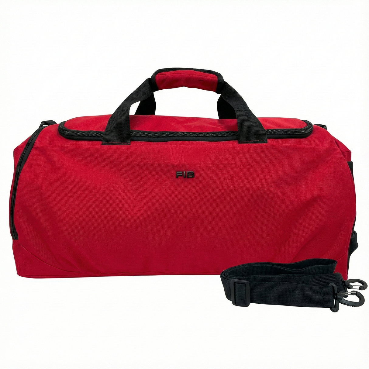 FIB 48L Sports Canvas Duffle Bag - Red (Foldable Gym Travel Duffel)