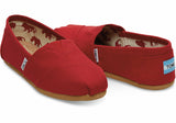 TOMS Womens Classic Alpargata Shoes - Red (Casual Slip-On Canvas Flats)