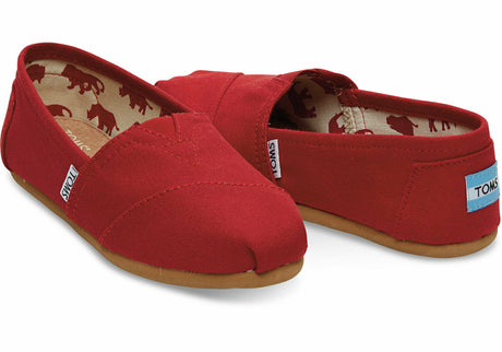 TOMS Womens Classic Alpargata Shoes - Red (Casual Slip-On Canvas Flats)
