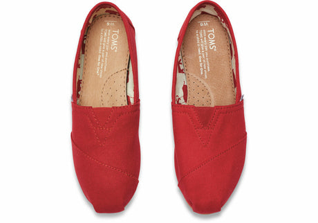 TOMS Womens Classic Alpargata Shoes - Red (Casual Slip-On Canvas Flats)
