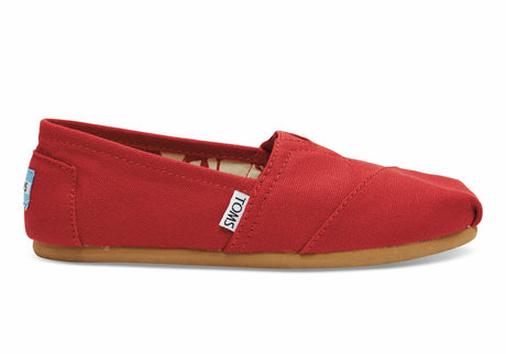 TOMS Womens Classic Alpargata Shoes - Red (Casual Slip-On Canvas Flats)