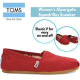 TOMS Womens Classic Alpargata Shoes - Red (Casual Slip-On Canvas Flats)