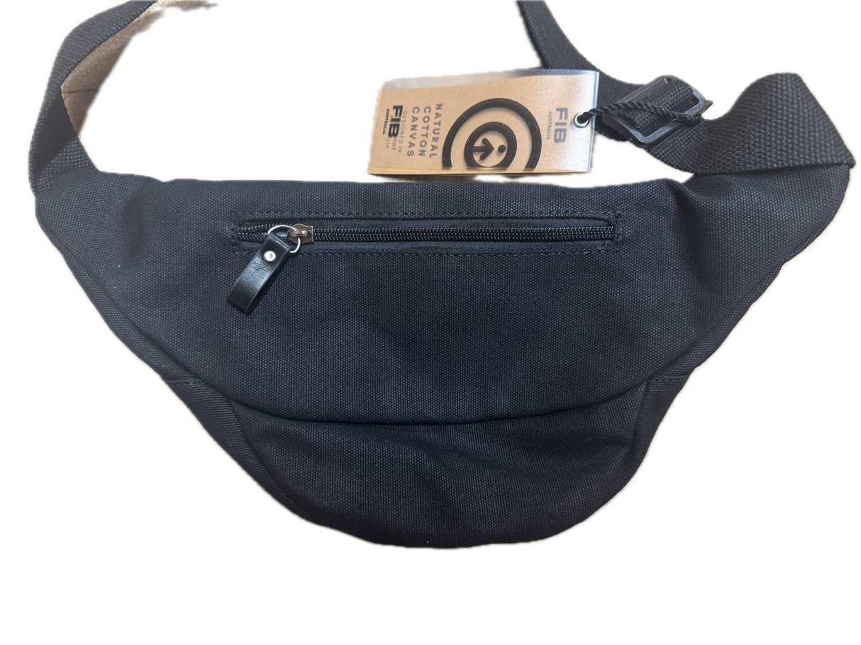 FIB Byron Canvas Bum Bag Waist Belt Travel Pack in Black