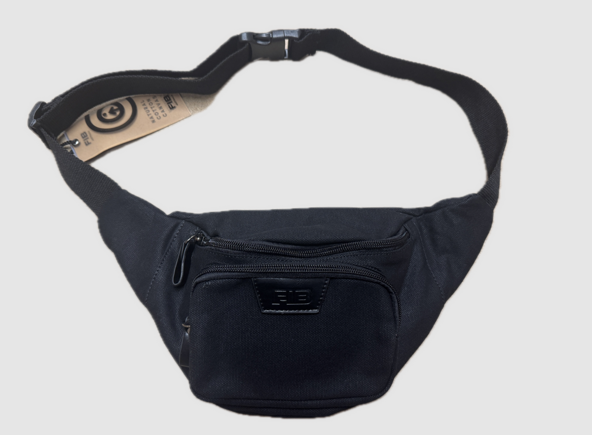 FIB Byron Canvas Bum Bag Waist Belt Travel Pack in Black