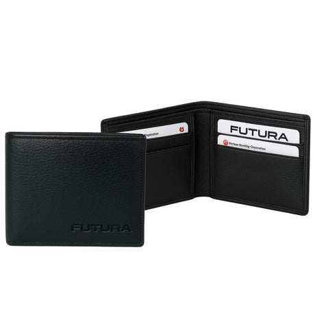 Futura Mens RFID Slim Genuine Leather Wallet - Black