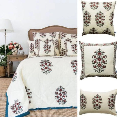 1x Kolka Cotton Gulbahar Quilted Euro Sham Superior Quality High Durable - Ruby