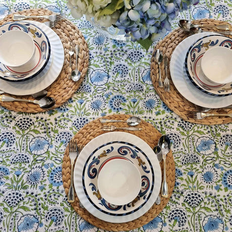Kolka Senetti Hand Block-Printed & Sreen-Printed Textiles Tablecloth - Green