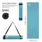 Mandala Premium Yoga Mat Set - Teal (5mm Vegan Suede Mat, Adjustable Strap & Stainless Steel Water Bottle)